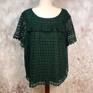 RSVP by Talbots forest green lace top plus size 3X